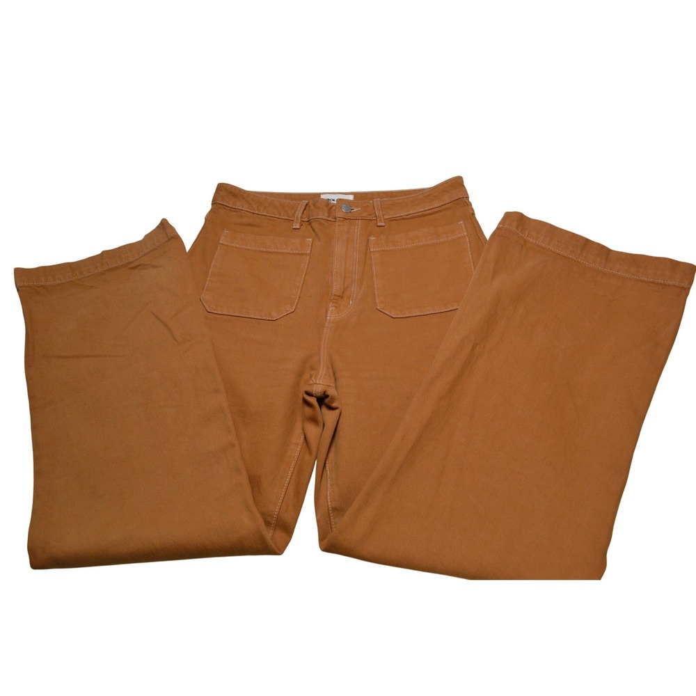 Rollas Eastcoast Flare Jeans Tan Brown High Rise Wide Leg 14799L‎ Size 32